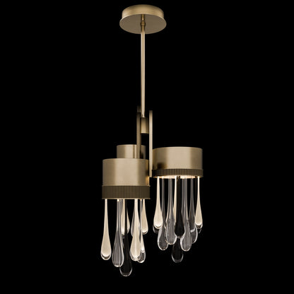 17.25-Inch Blown Glass LED Rain Pendant Light / Ombre Silver/Silver Glass