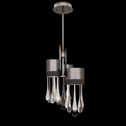 17.25-Inch Blown Glass LED Rain Pendant Light / Ombre Copper/Copper Glass