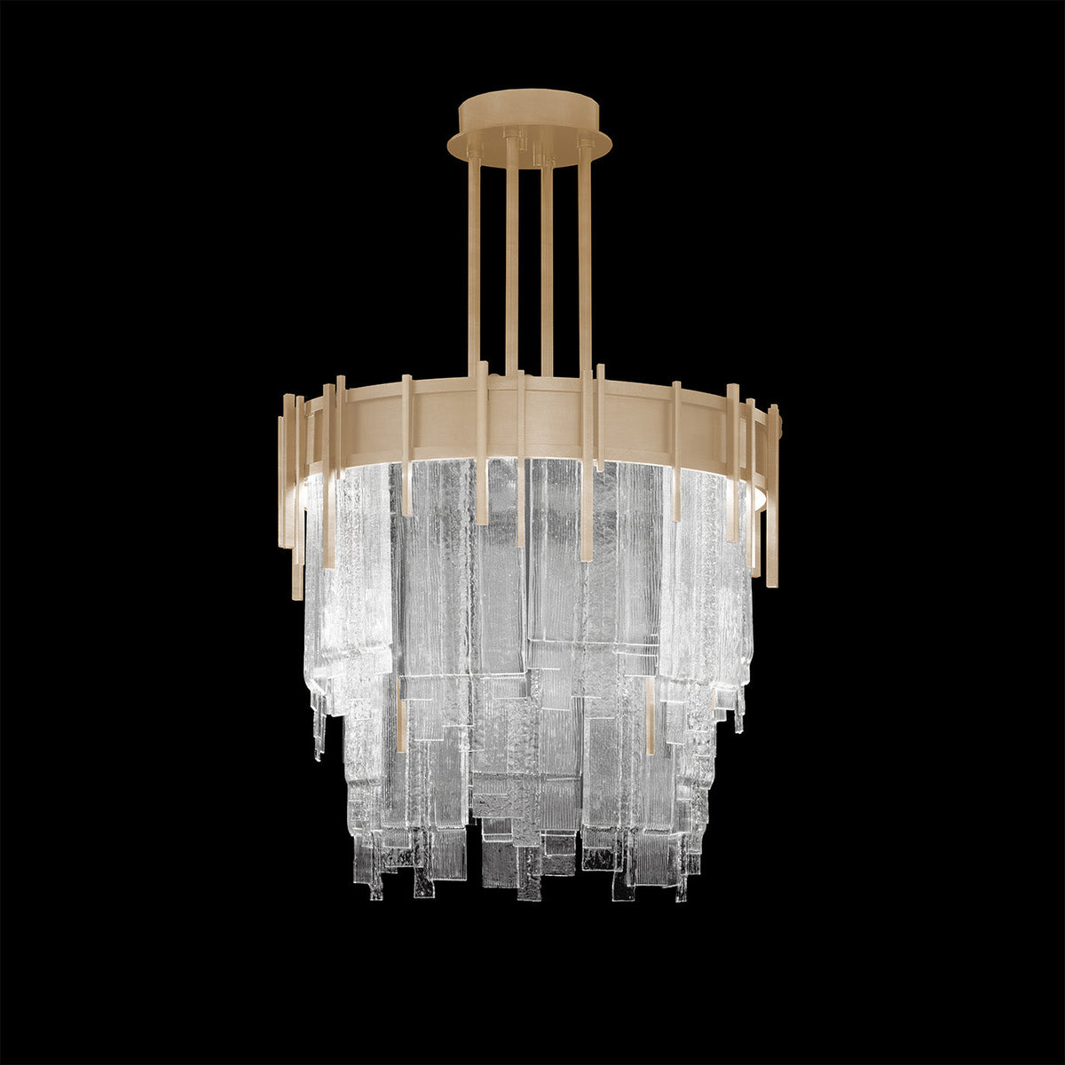 20.5-Inch Layered Glass Round Pendant Light / Soft Gold / Clear