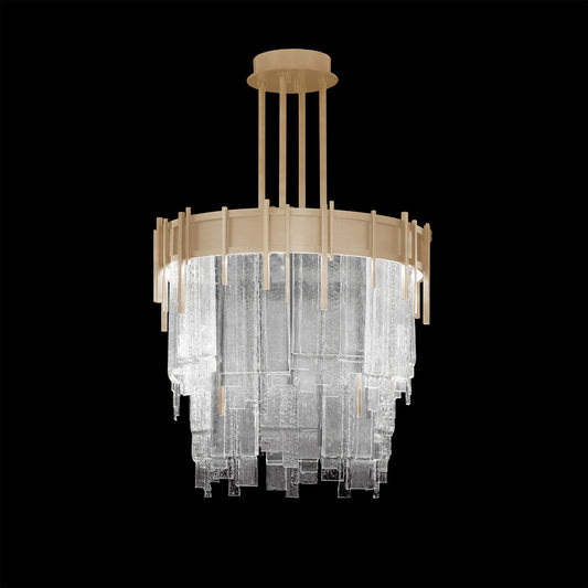 20.5-Inch Layered Glass Round Pendant Light / Soft Gold / Clear