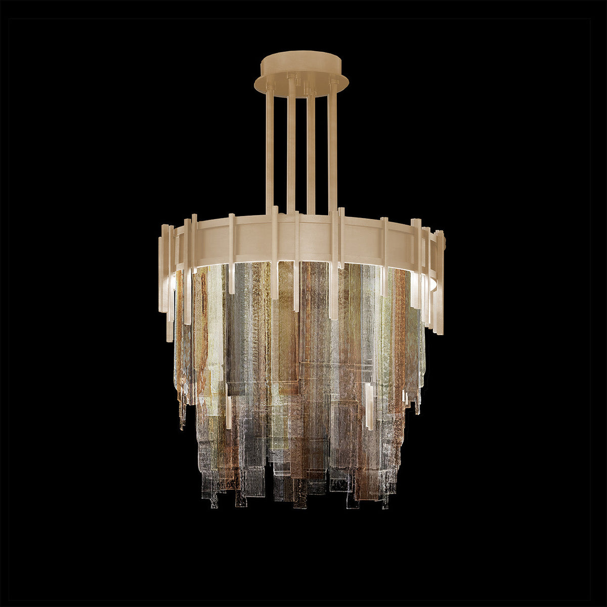 20.5-Inch Layered Glass Round Pendant Light / Soft Gold / Multi-Tone
