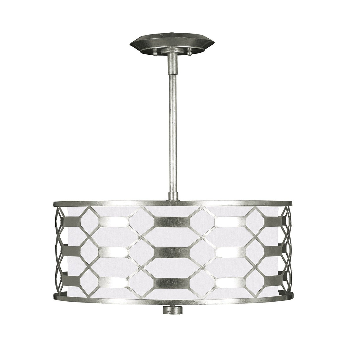 24-Inch Gold Silver Leaf Pendant Light / White Textured/Burnished Gold