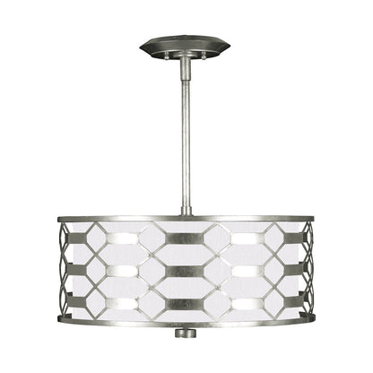 24-Inch Gold Silver Leaf Pendant Light / White Textured/Burnished Gold