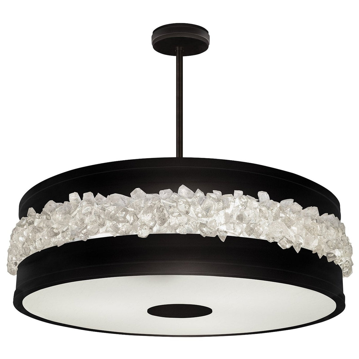32-Inch Crystal Halo Pendant Light / Matte black
