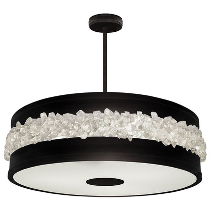 32-Inch Crystal Halo Pendant Light / Matte black