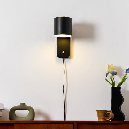 350° Rotatable Plug-In Cylinder Wall Light / ∅ 5.1″ x H 11.8″ / Dia 13cm x H 30cm / White / EU Plug