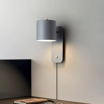 350° Rotatable Plug-In Cylinder Wall Light / ∅ 5.1″ x H 11.8″ / Dia 13cm x H 30cm / Grey / EU Plug