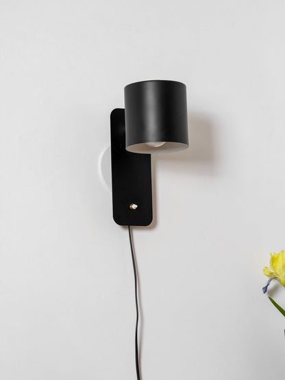 350° Rotatable Plug-In Cylinder Wall Light / ∅ 5.1″ x H 11.8″ / Dia 13cm x H 30cm / Black / US Plug