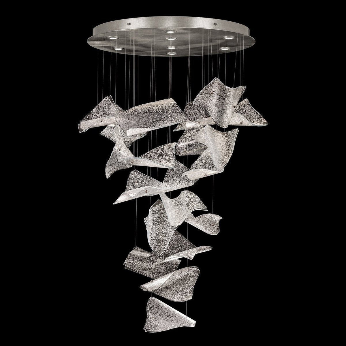 37.5-Inch 20-Panel Glass Pendant Light / Silver/Frozen