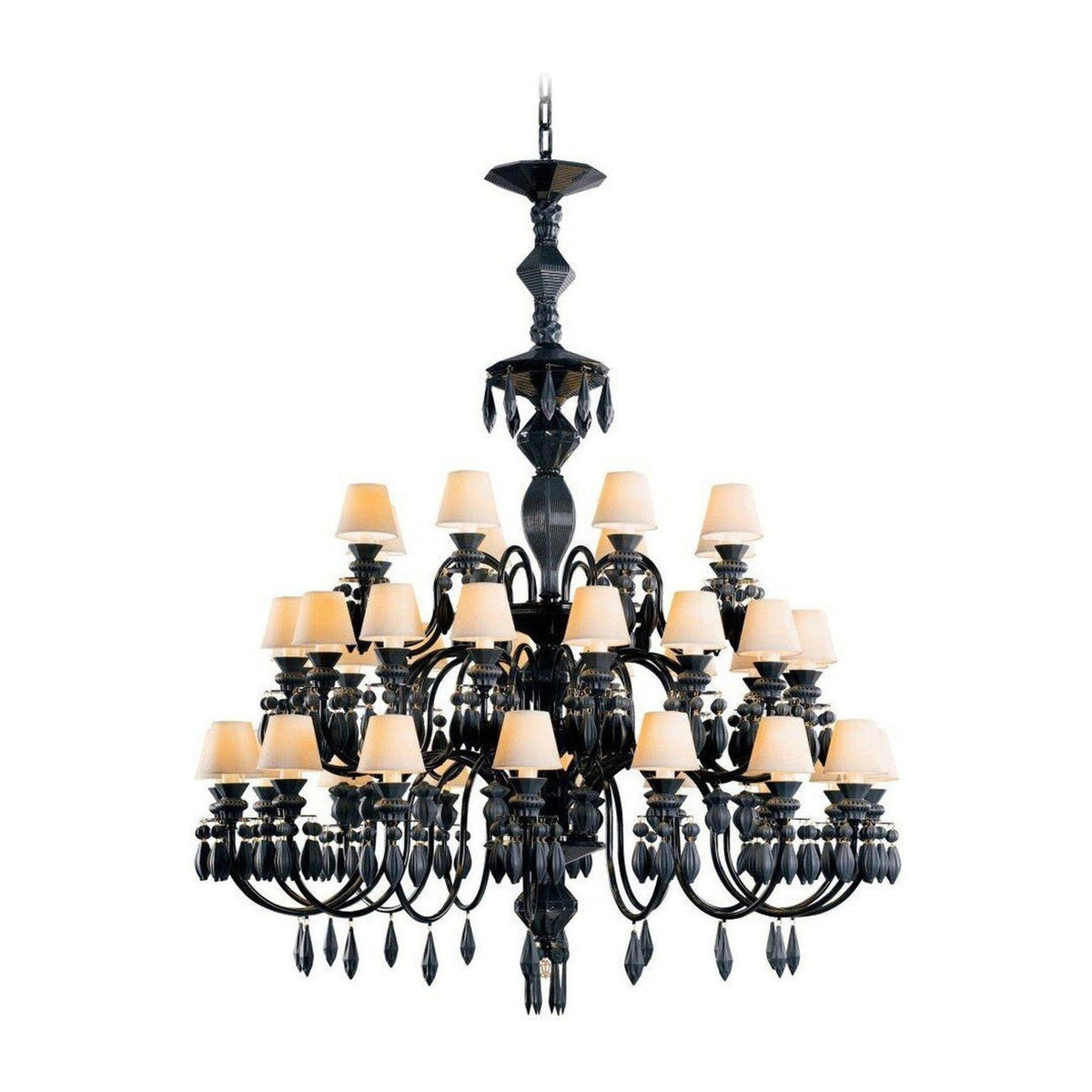 40-Light Black Porcelain Chandelier / Blue