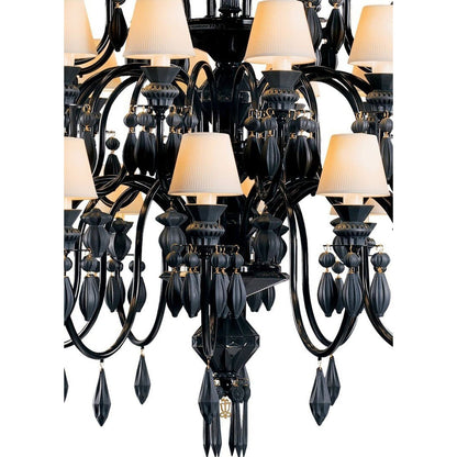 40-Light Black Porcelain Chandelier / Multicolor