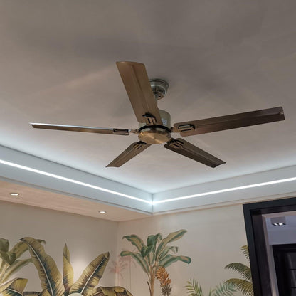 52-Inch Metal Ceiling Fan / Φ 52″ x H 11.8″ / Dia 132cm x H 30cm / Stainless steel / Remote control