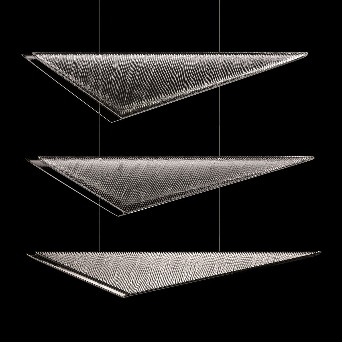 60.5-Inch Textured Glass Rectangular Pendant Light / Silver / Smoke Linear