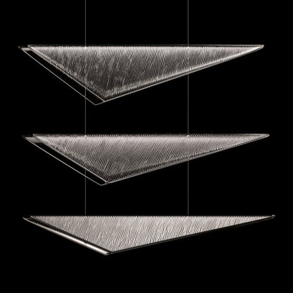60.5-Inch Textured Glass Rectangular Pendant Light / Silver / Smoke Linear