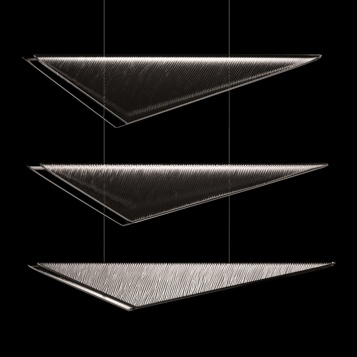 60.5-Inch Textured Glass Rectangular Pendant Light / Silver / Clear Hammered