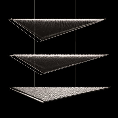 60.5-Inch Textured Glass Rectangular Pendant Light / Silver / Clear Hammered