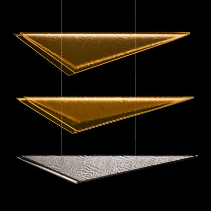 60.5-Inch Textured Glass Rectangular Pendant Light / Silver / Amber Hammered