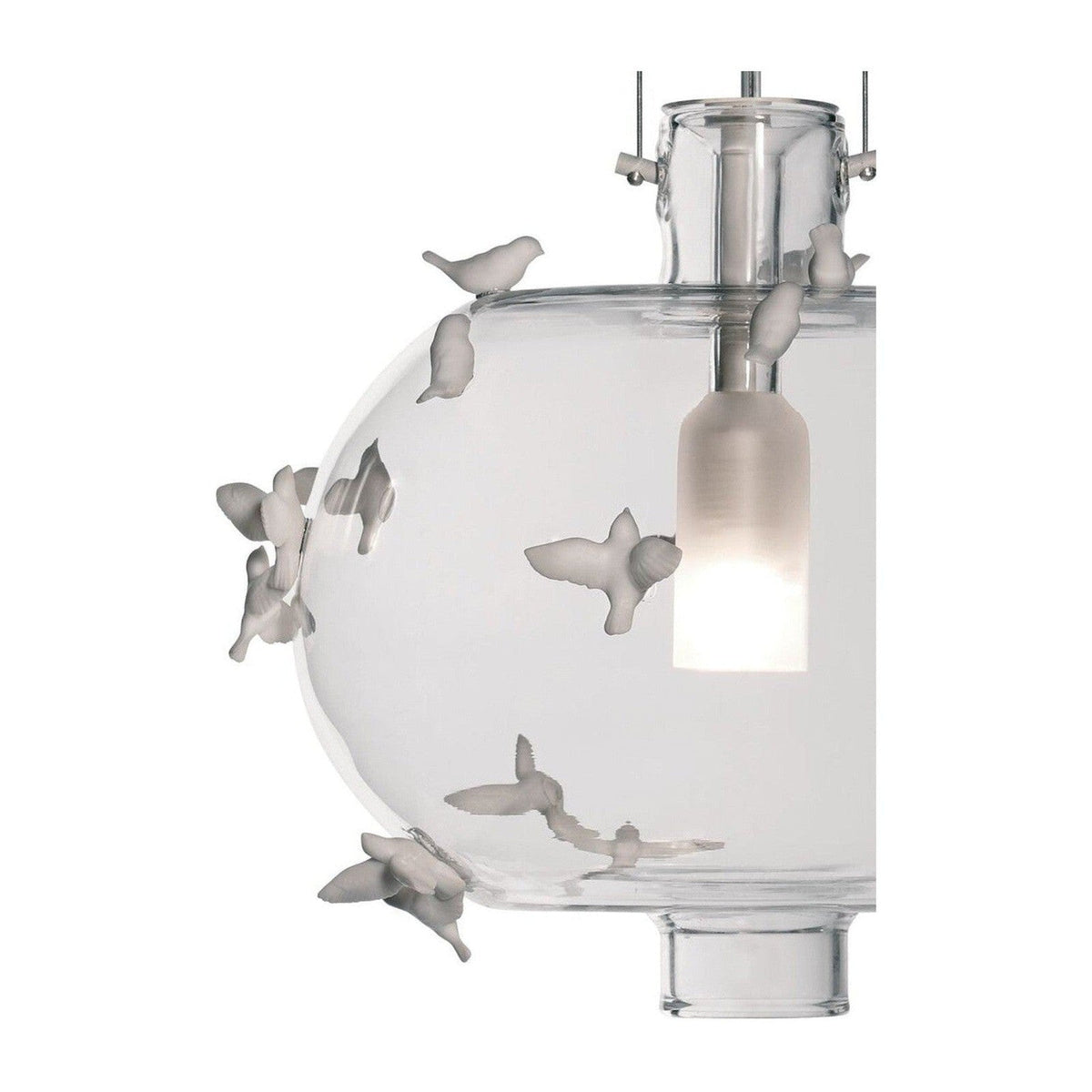 Blown Glass Porcelain Bird Pendant Light