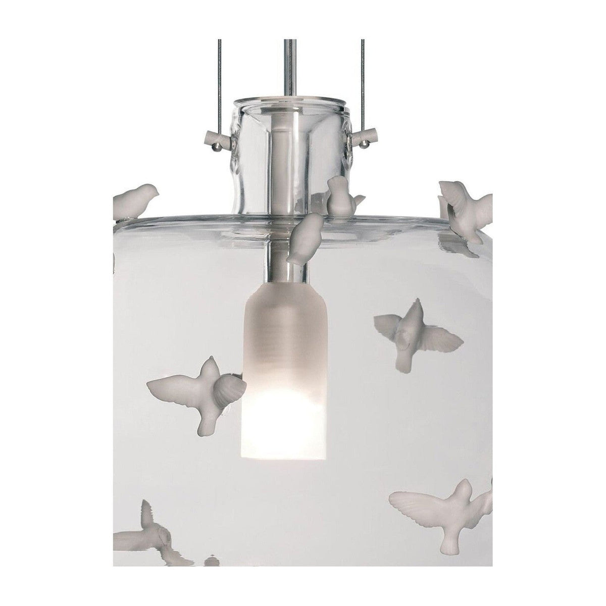 Blown Glass Porcelain Bird Pendant Light