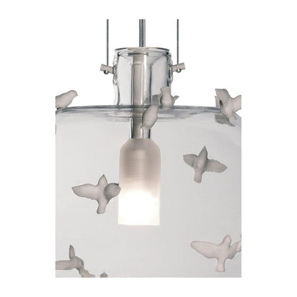 Blown Glass Porcelain Bird Pendant Light