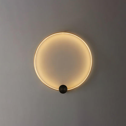Brass Ring Integrated LED Wall Light / ∅ 15.7″ x H 16.9″ / Dia 40cm x H 43cm / Brass & Black / Three-Color Changing Light