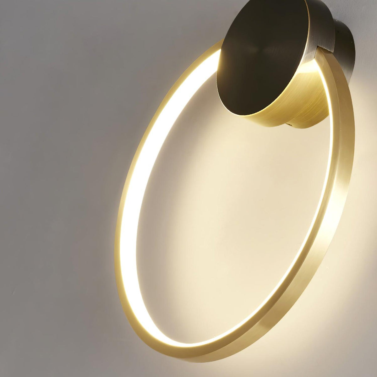 Brass Ring Integrated LED Wall Light / ∅ 23.6″ x H 24.8″ / Dia 60cm x H 63cm / Brass & Black / Three-Color Changing Light