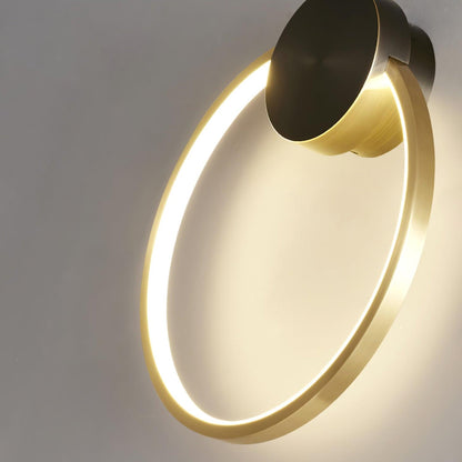 Brass Ring Integrated LED Wall Light / ∅ 23.6″ x H 24.8″ / Dia 60cm x H 63cm / Brass & Black / Three-Color Changing Light