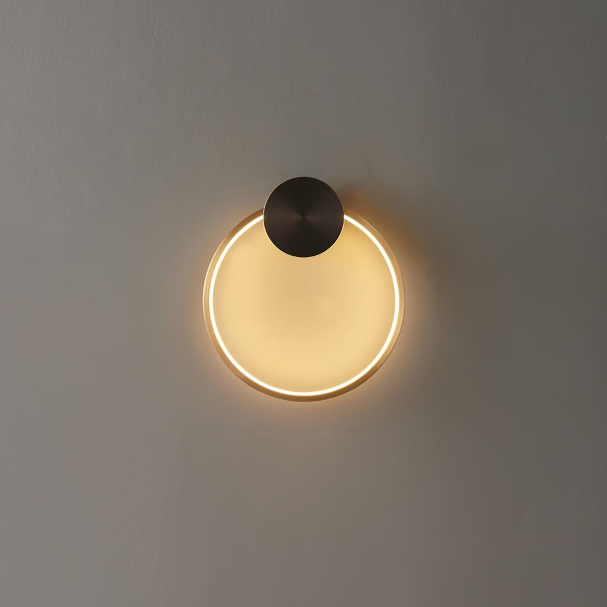 Brass Ring Integrated LED Wall Light / Dia 20cm Set of 2 / Brass & Black / Three-Color Changing Light