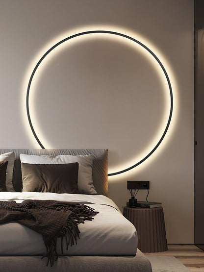 Brass Ring Integrated LED Wall Light / Dia 50cm Set of 2 / Black & Brass / Three-Color Changing Light