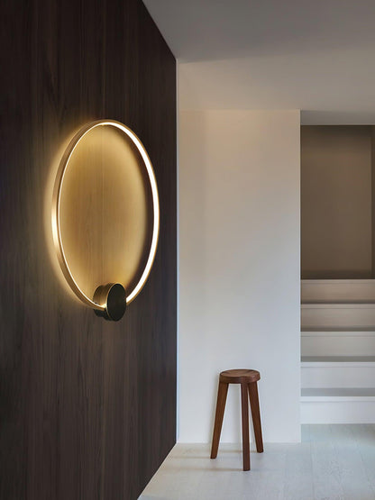 Brass Ring Integrated LED Wall Light / Dia 60cm Set of 2 / Brass & Black / Three-Color Changing Light
