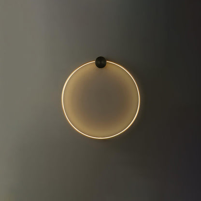 Brass Ring Integrated LED Wall Light / Dia 80cm Set of 2 / Black & Brass / Three-Color Changing Light