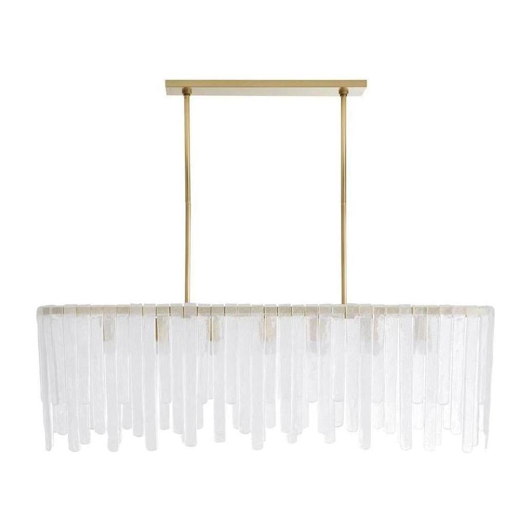 Cascading Seedy Glass Oblong Chandelier / Clear