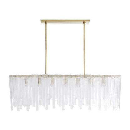 Cascading Seedy Glass Oblong Chandelier / Clear
