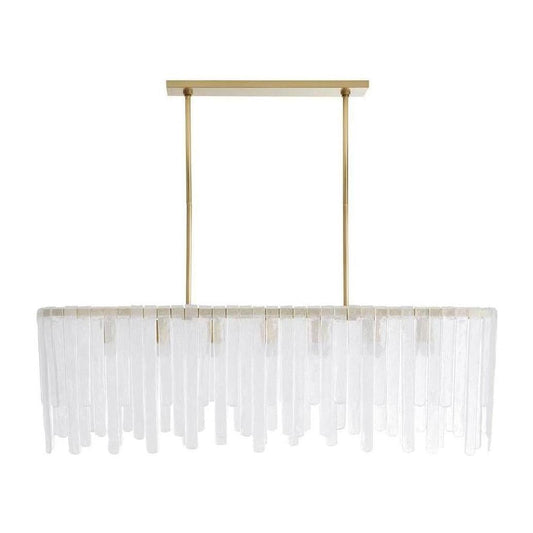 Cascading Seedy Glass Oblong Chandelier / Clear