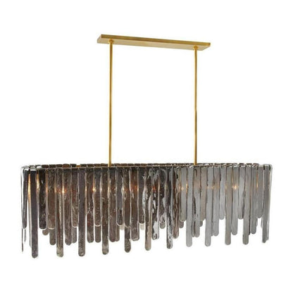 Cascading Seedy Glass Oblong Chandelier / Gray