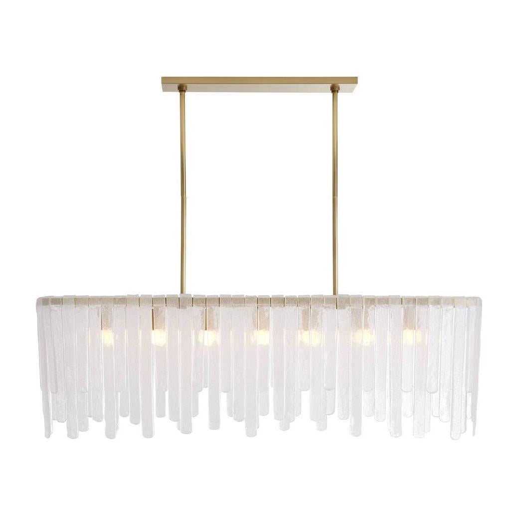 Cascading Seedy Glass Oblong Chandelier
