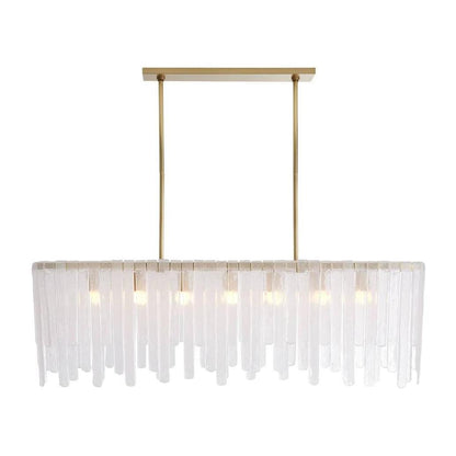 Cascading Seedy Glass Oblong Chandelier