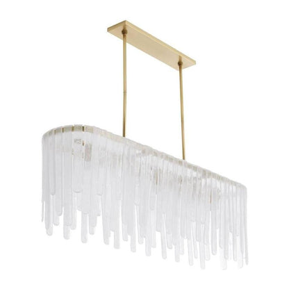 Cascading Seedy Glass Oblong Chandelier