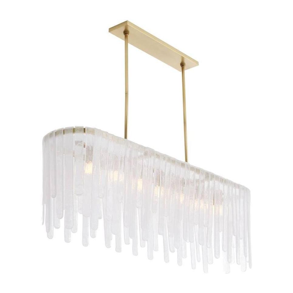 Cascading Seedy Glass Oblong Chandelier