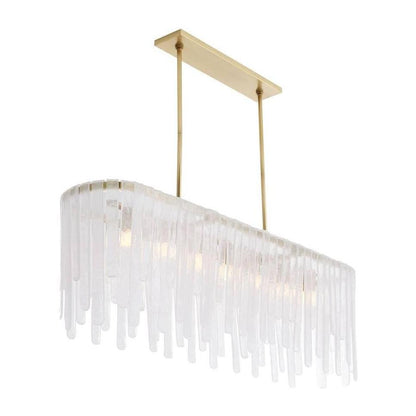 Cascading Seedy Glass Oblong Chandelier