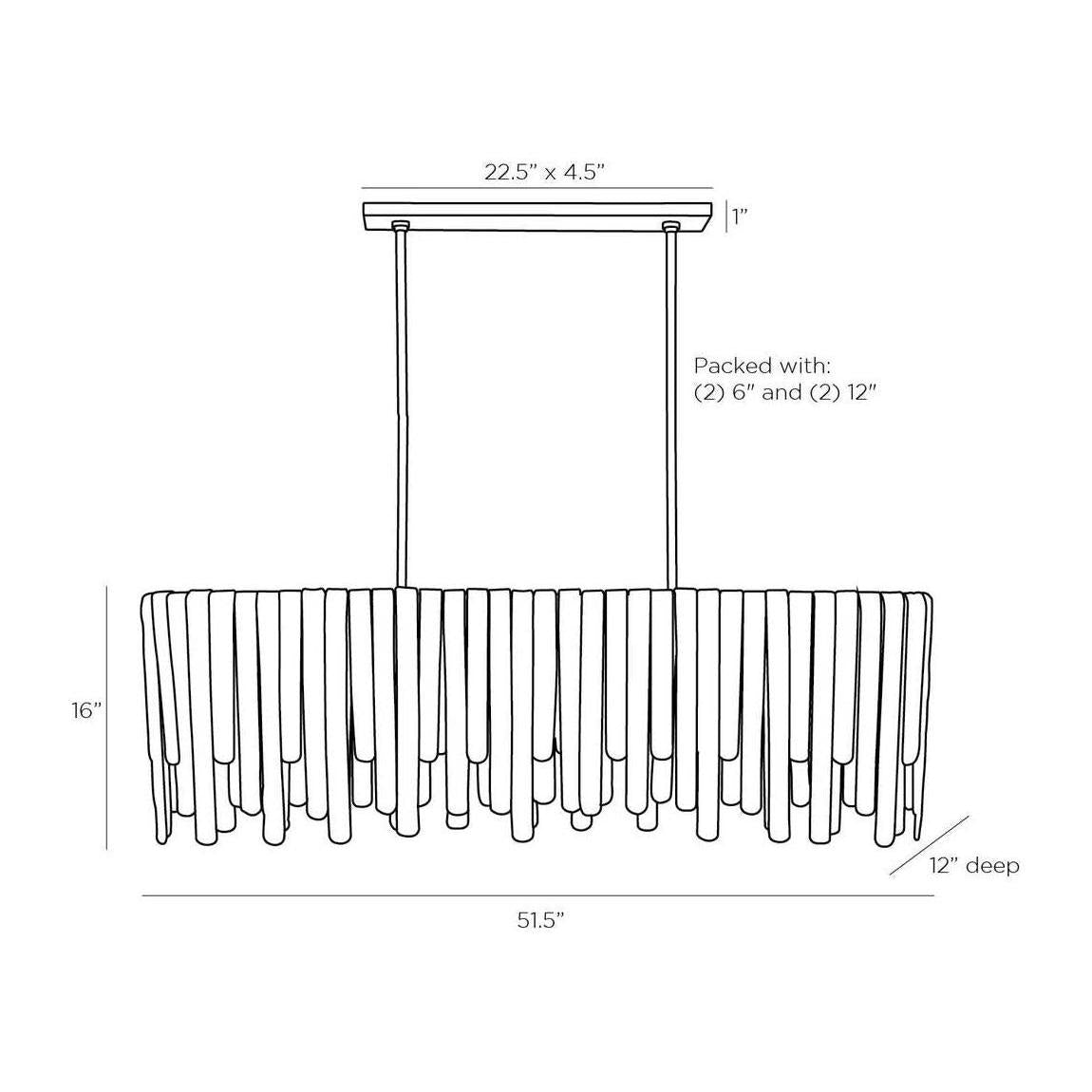 Cascading Seedy Glass Oblong Chandelier