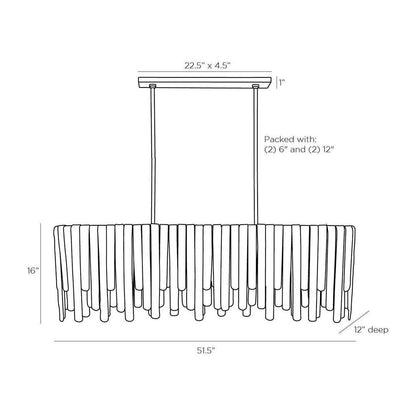 Cascading Seedy Glass Oblong Chandelier
