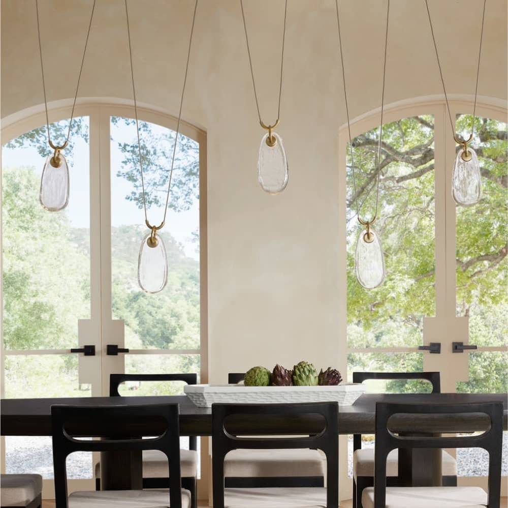 Clear Cast Glass Drop Chandelier / Smoke Gray