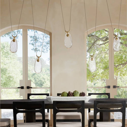 Clear Cast Glass Drop Chandelier / Smoke Gray