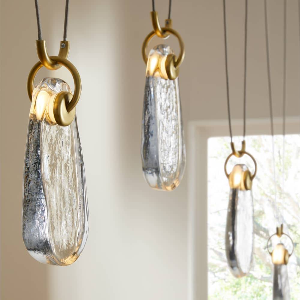 Clear Cast Glass Drop Chandelier