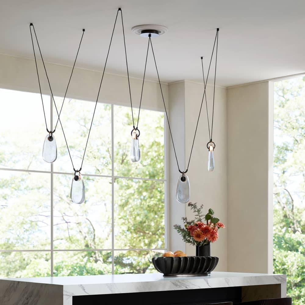 Clear Cast Glass Drop Chandelier
