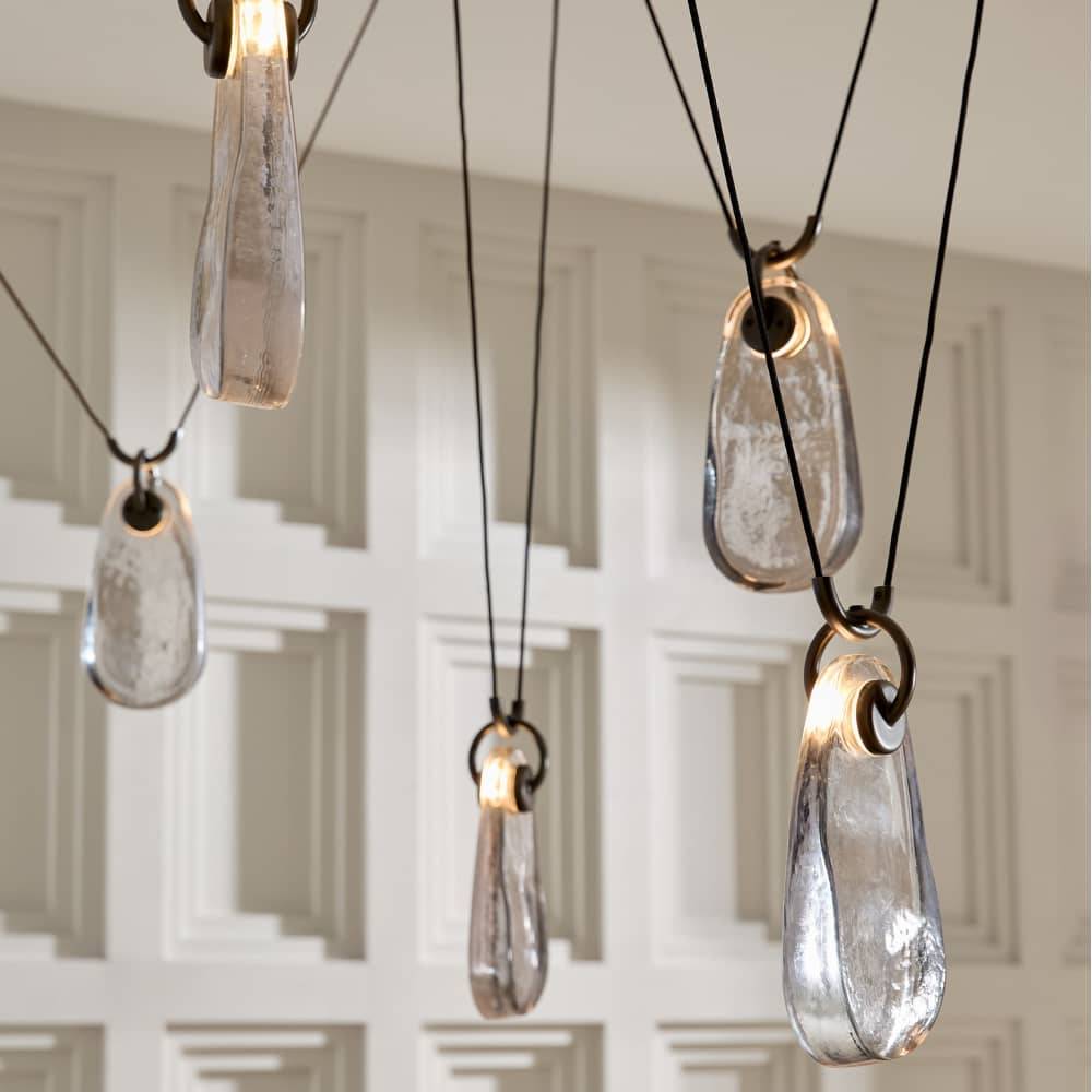 Clear Cast Glass Drop Chandelier