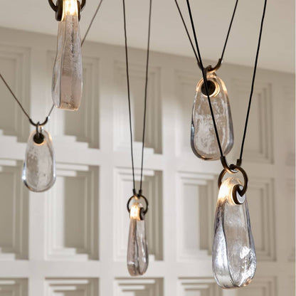 Clear Cast Glass Drop Chandelier