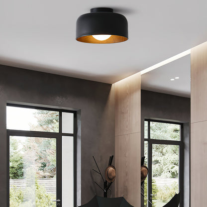 Compact Wood-Look Sphere Ceiling Light