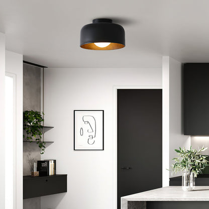 Compact Wood-Look Sphere Ceiling Light
